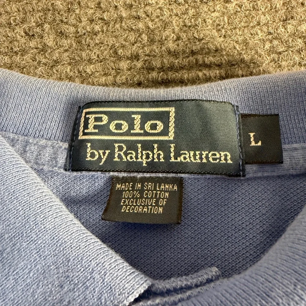 Polo Ralph Lauren Mens Large Light Blue Cotton Pique Short Sleeve Pony Polo Shir